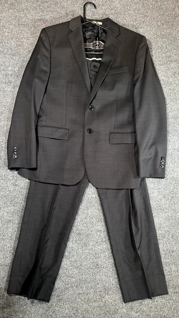 JOE Joseph Abboud Mens 38S Suit 32W Gray Super 120s Wool 2 Piece Camo Lined